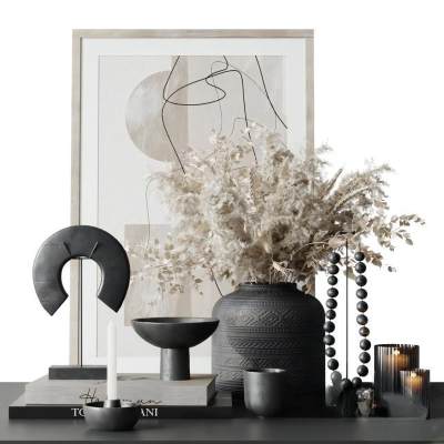 现代饰品摆件 玻璃花瓶 干枝 插花